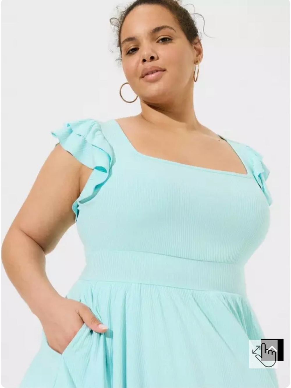 Torrid Mini Rib Knit Ruffle Skater Dress size 6 🩵 - Picture 3 of 6